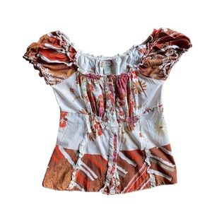 Y2K Women's Floral Blouse - Multicolor